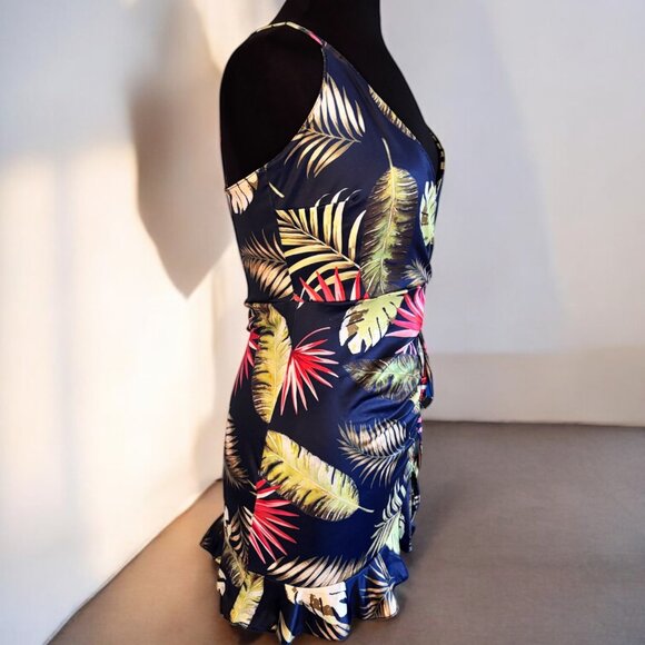 Floral Print Women Short V Neck Mini Dress - Picture 6 of 7